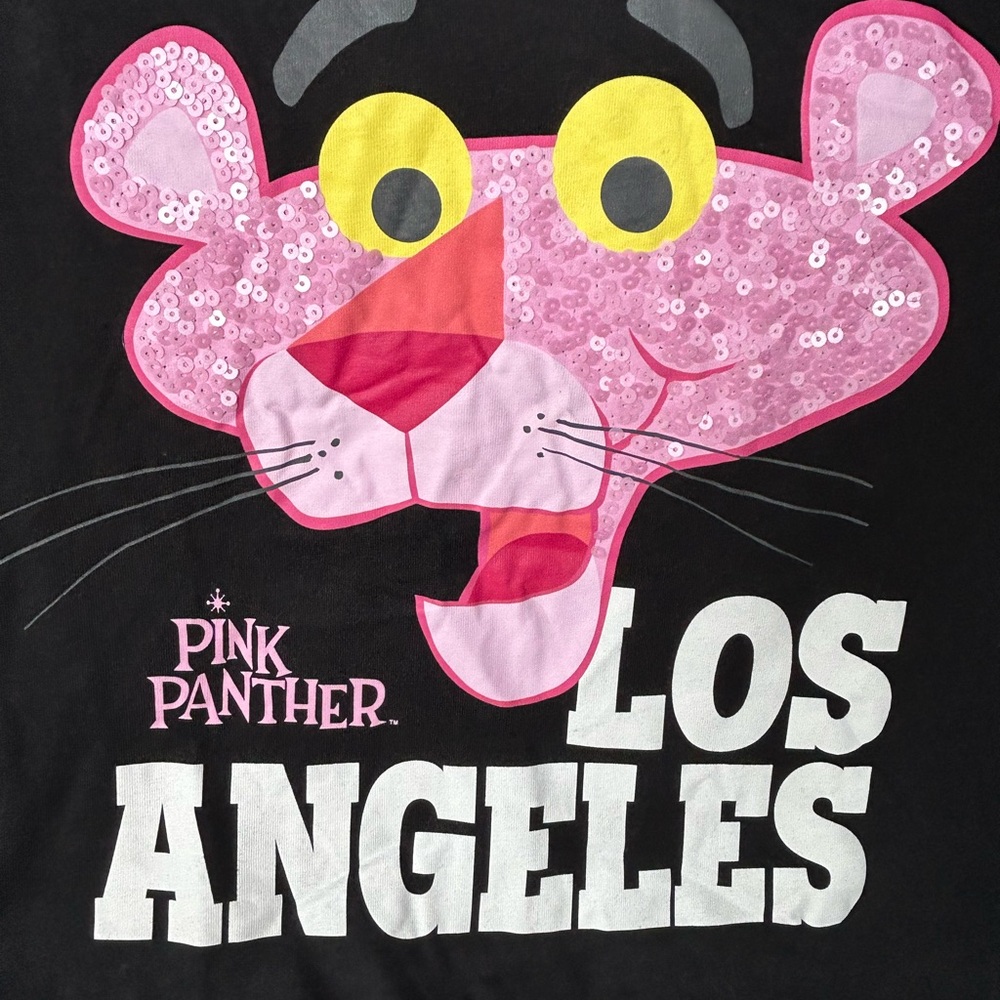 Zara Black Tee with Pink Panther Graphic NWOT size M